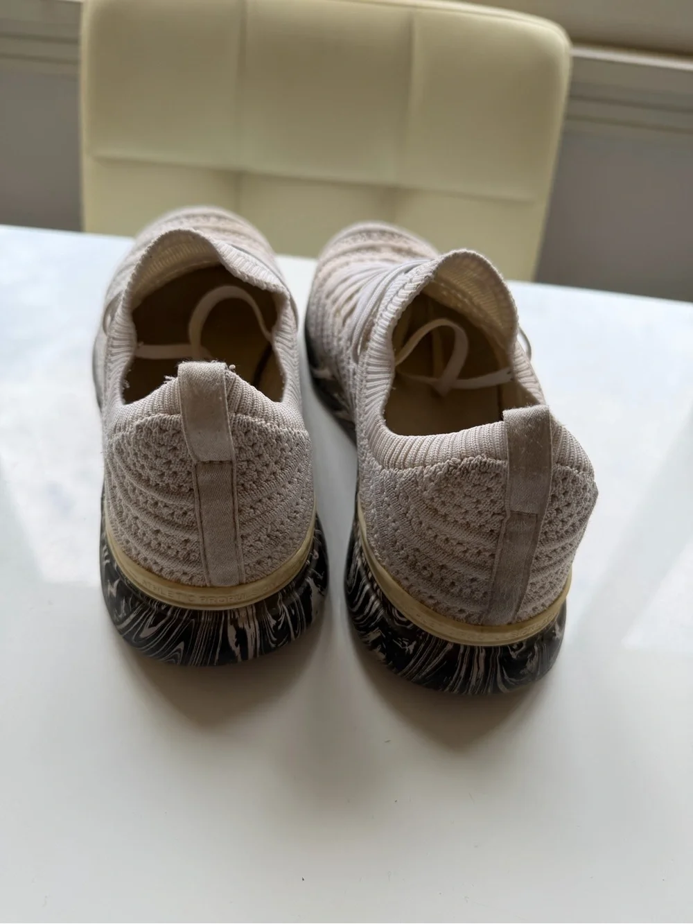 APL Knit Slip-On Sneakers in Cream with Black Logo